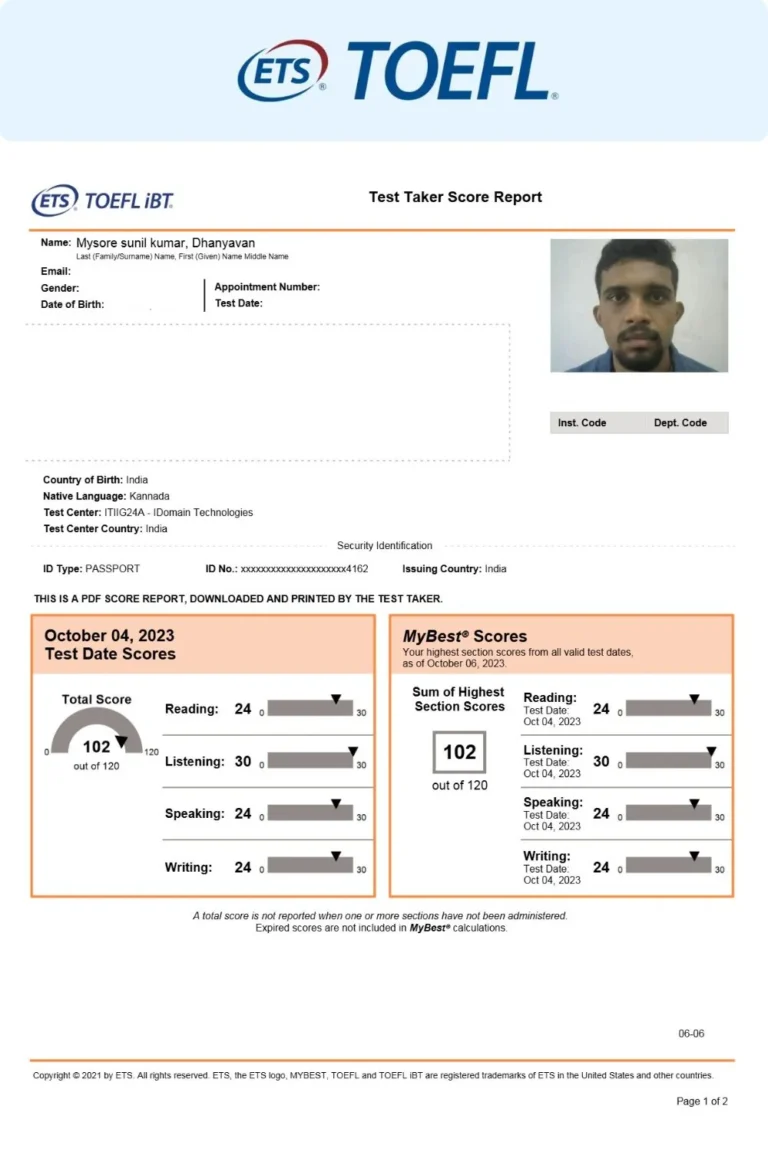 TOEFL Score_Sunil Kumar